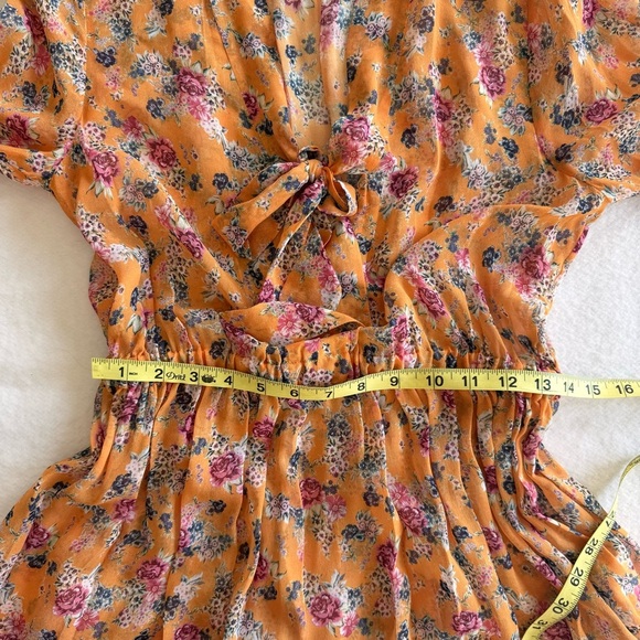 Nicholas Ruffle Mini Dress Floral Multi Print Victorian Front Tie Size 38 US S - Picture 10 of 14